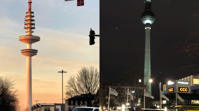 Fernsehturm in Hamburg und Berlin. Foto: Hussam Al Zaher. Fernsehturm in Hamburg und Berlin. Foto: Hussam Al Zaher.