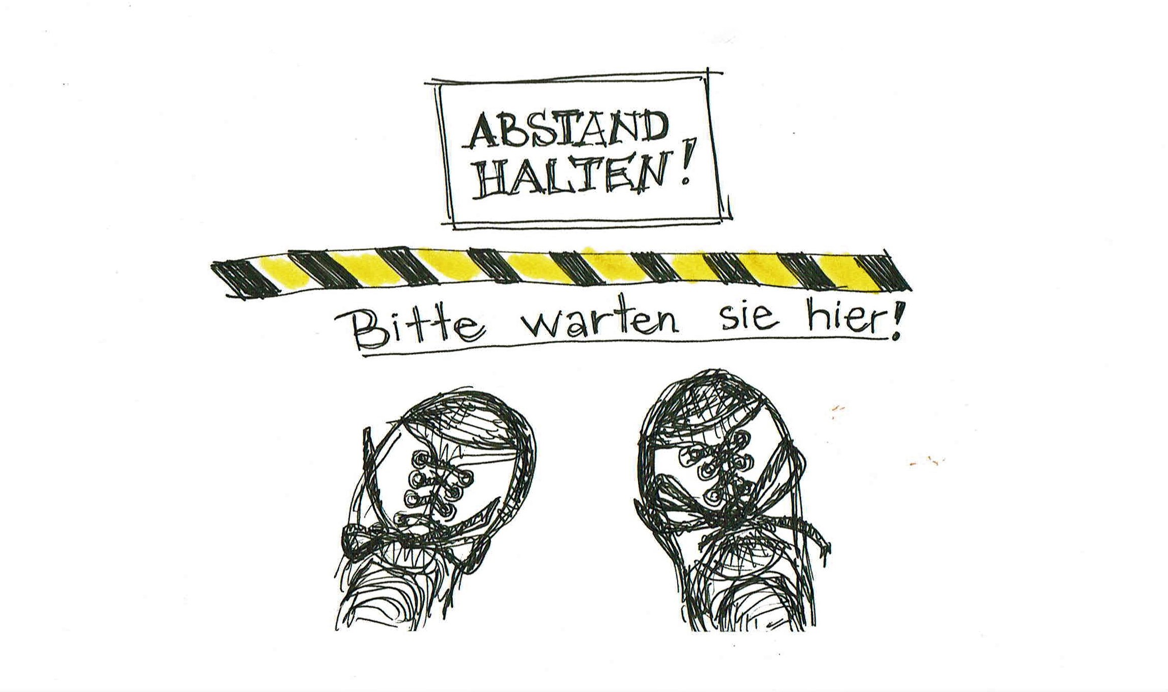 Warteschlange. Zeichnungen: Eugenia Loginova